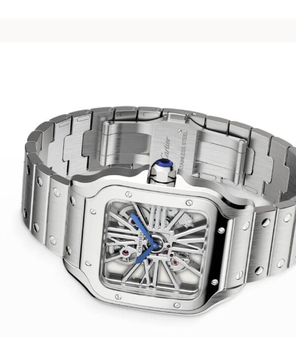 Replica Cartier SANTOS DE CARTIER Hollow Out 39.8MM Silver Blue - Image 3