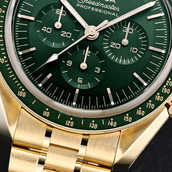 Replica Omega 42MM Speedmaster Moonwatch Gold Green Dial - Image 2