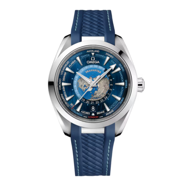 Replica Omega 43MM Seamaster Aquaterra World Time (Blue Strap)