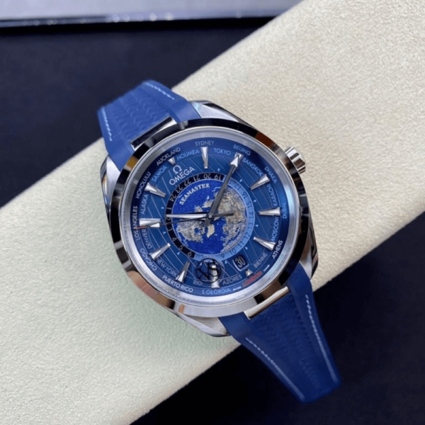 Replica Omega 43MM Seamaster Aquaterra World Time (Blue Strap) - Image 2