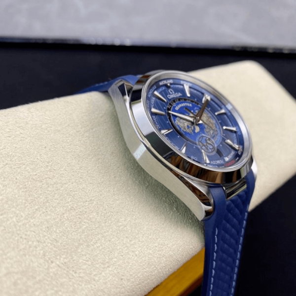 Replica Omega 43MM Seamaster Aquaterra World Time (Blue Strap) - Image 4