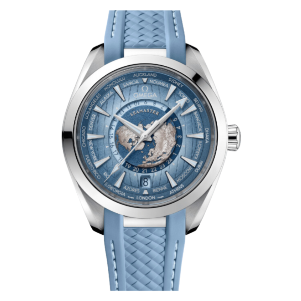 Replica Omega 43MM Seamaster Aquaterra World Time (Blue Strap) - Image 9