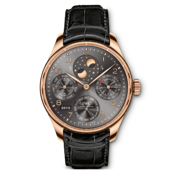 REPLICA IWC PORTUGIESER MOON WATCH 42MM Black Strap White Dial - Image 8