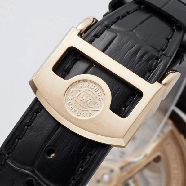 REPLICA IWC PORTUGIESER MOON WATCH 42MM Black Strap White Dial - Image 3
