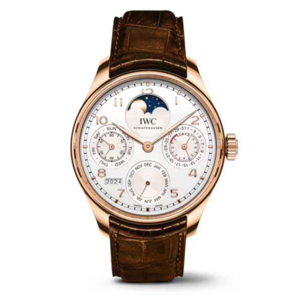 REPLICA IWC PORTUGIESER MOON WATCH 42MM Black Strap White Dial - Image 6
