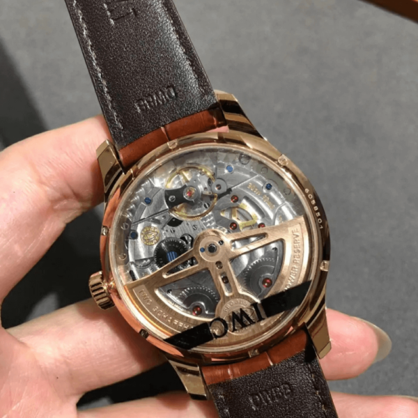 REPLICA IWC PORTUGIESER MOON WATCH 42MM Brown Strap White Dial - Image 5