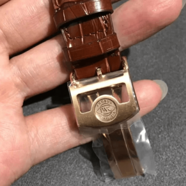 REPLICA IWC PORTUGIESER MOON WATCH 42MM Brown Strap White Dial - Image 6