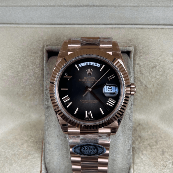 Replica Rolex Day Date Rose Gold – Black Dial - Image 3