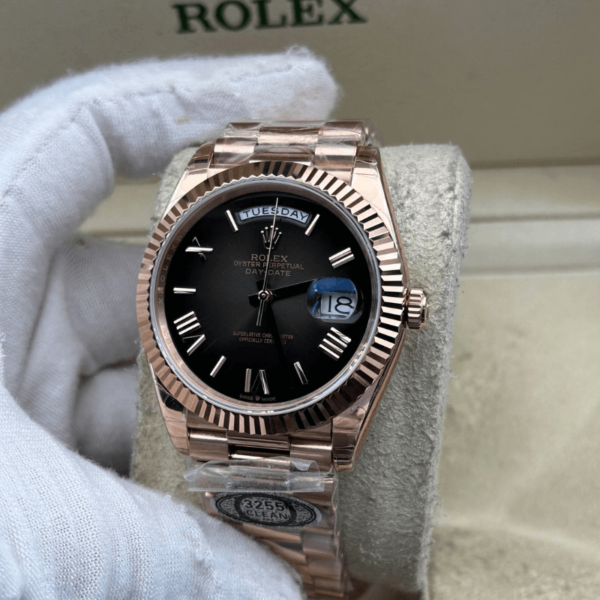 Replica Rolex Day Date Rose Gold – Black Dial - Image 5