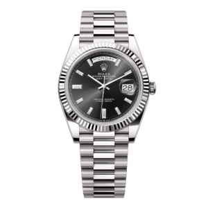 Replica Rolex Day Date White Gold Black Dial