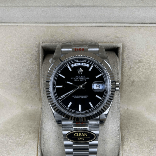 Replica Rolex Day Date White Gold Black Dial - Image 2