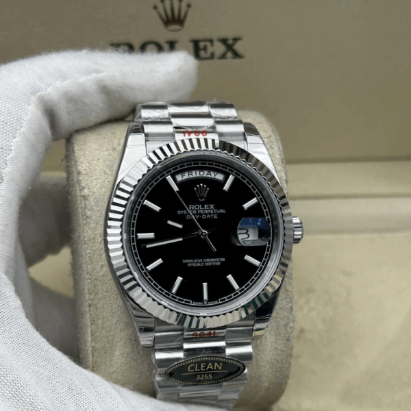 Replica Rolex Day Date White Gold Black Dial - Image 3
