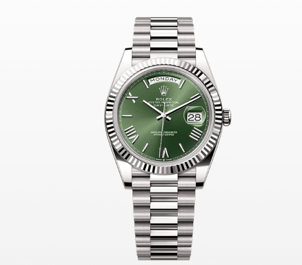 Replica Rolex Day Date White Gold Green Dial