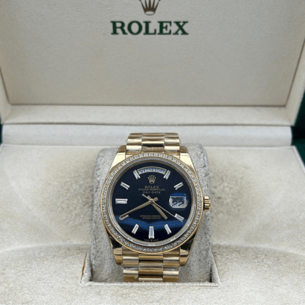 Replica Rolex Day Date Yellow Gold Black Onyx Dial -Diamonds Bezel- - Image 2