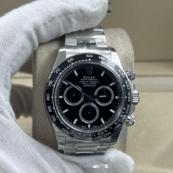 Replica Rolex Daytona Cosmograph Silver Black Dial - Image 2