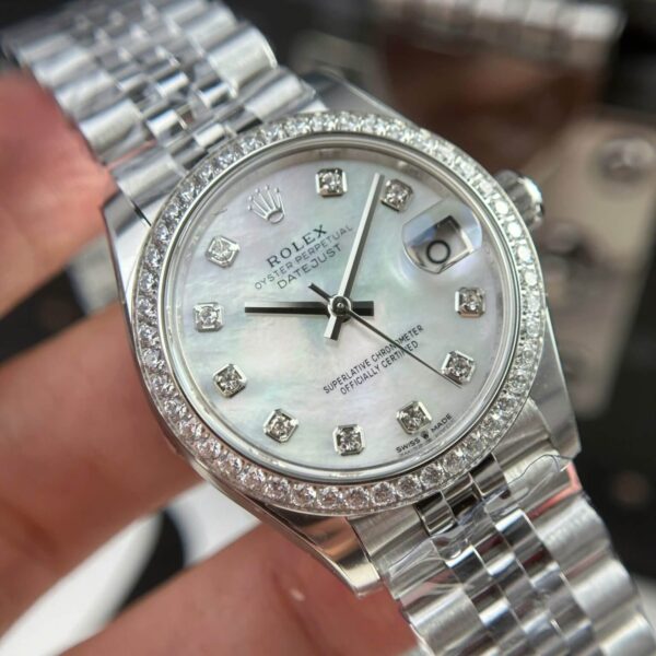 Replica Rolex Lady Datejust Jubilee Mother of Pearl 31mm - Diamonds Case - Image 3