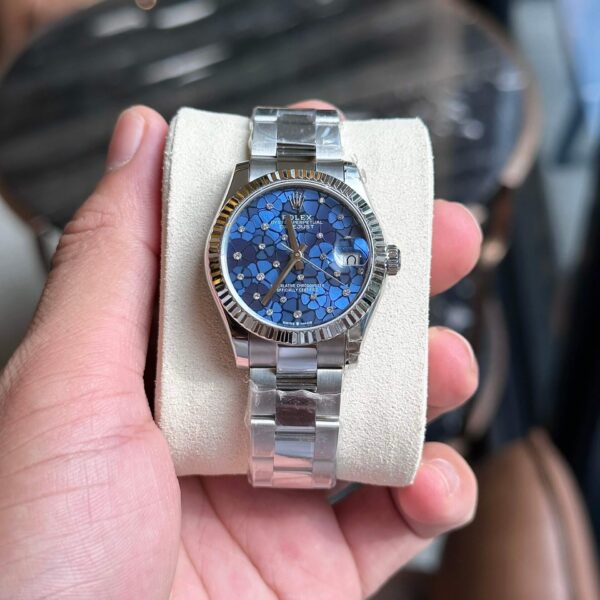 Replica Rolex Lady Datejust Oyster Blue Floral 31mm - Image 2