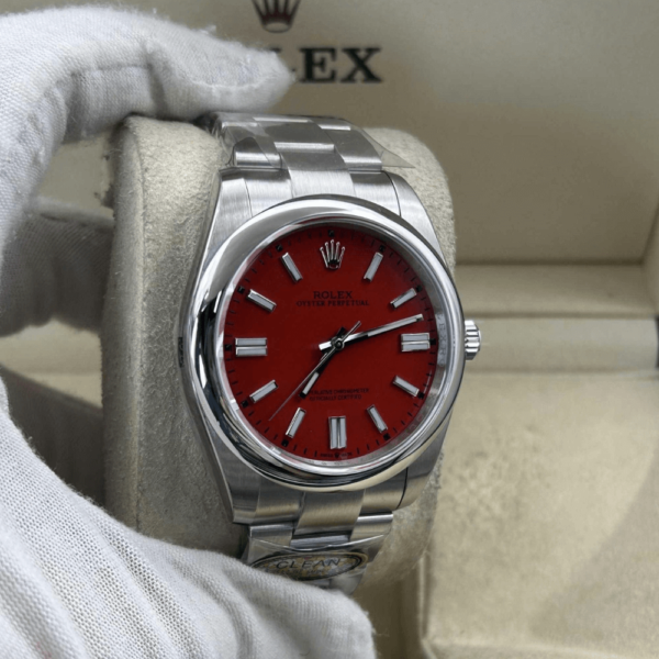 Replica Rolex Oyster Perpetual Orange Dial 41mm - Vibrant red - Image 2