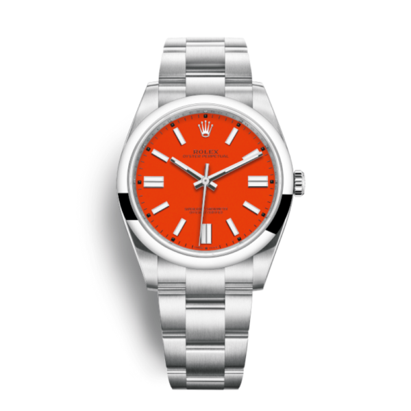 Replica Rolex Oyster Perpetual Orange Dial 41mm - Vibrant red