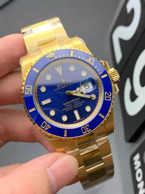 Replica Rolex Oyster Submariner Gold Blue Dial - Image 3